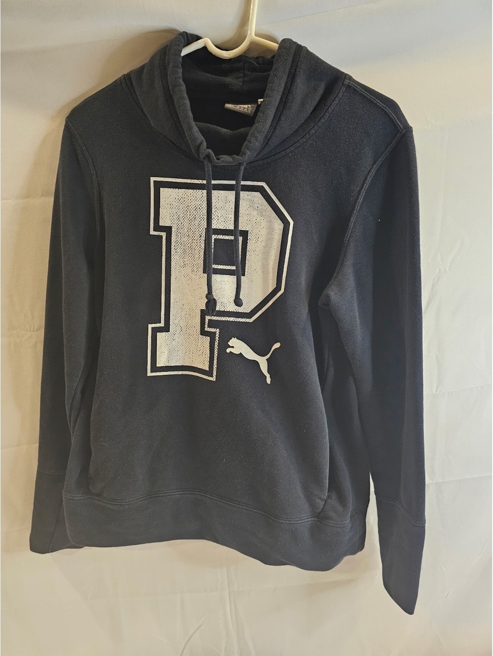 Puma Black Hoodie with Large P Logo - Size M